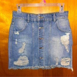Free People Distressed Jean Skirt